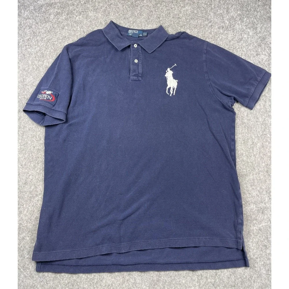 Polo‎ Ralph Lauren US Open 2009 Shirt Men XXL Blue Big Pony Patch Tennis